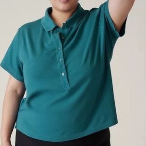 Athleta Pique Short Sleeve Polo Top